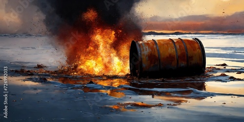 oil is poured out of the barrel. Generative AI