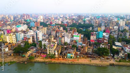 Aerial view of the urban cityscape of Dhaka, Bangladesh