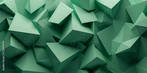 3D abstract geometric green background, design element for web banners, posters