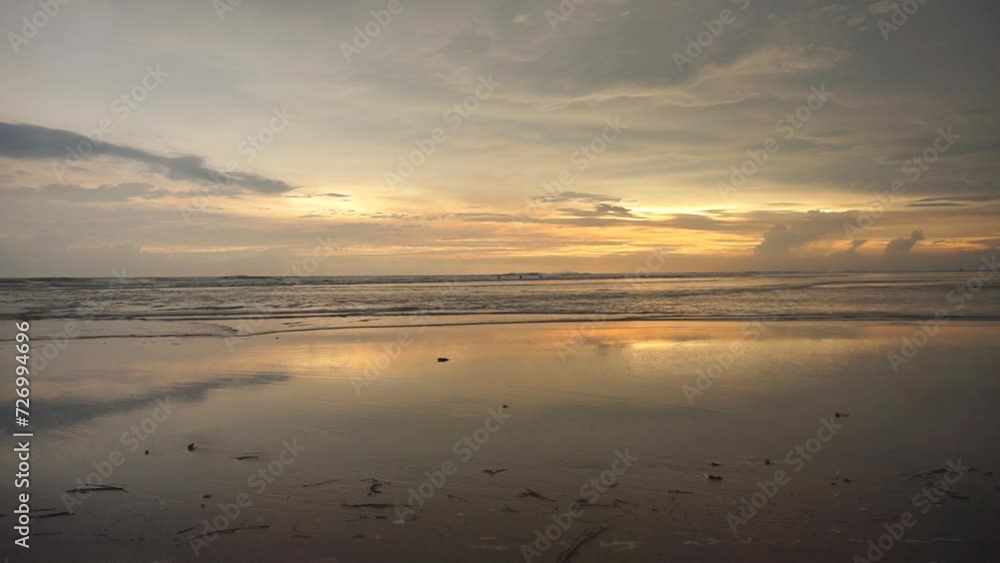beautiful evening beach view before sunset with small waves on Cipatujah Tasikmalaya beach beautiful evening beach view before sunset with small waves on Cipatujah Tasikmalaya beach