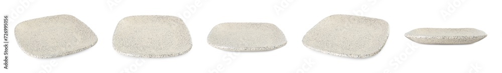 Clean ceramic plate isolated on white, set Clean ceramic plate isolated on white, set