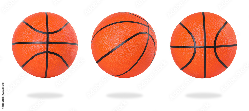 Basketball ball isolated on white, different sides