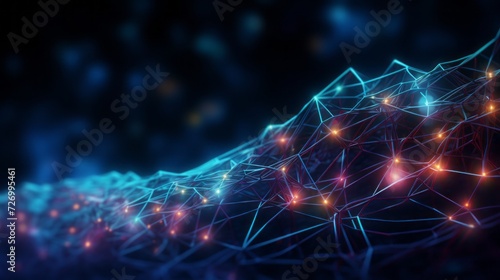 Dynamic cyber big data flow with blockchain fields: ai tech, digital communication, science research - 3d neural cell concept