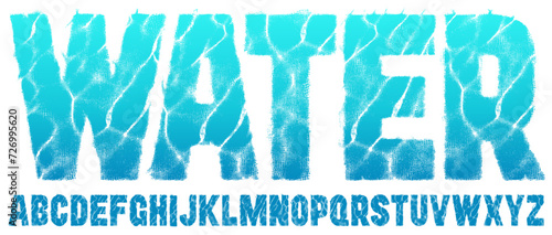 Water Ripple Texture Font. Abstract Typeface with a swimming pool effect showing the water ripples and distorted tiles