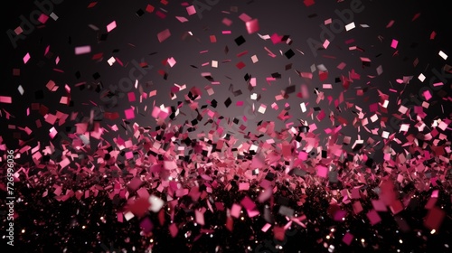 Exuberant Pink Confetti Explosion. Exuberant explosion of pink confetti, dynamic and lively. © Oksana Smyshliaeva
