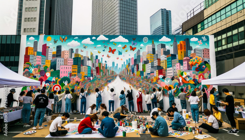 Colors of Community: Residents Join Brushes to Craft a Mural, Echoing Unity, Artistry, and Shared Visions on City Walls