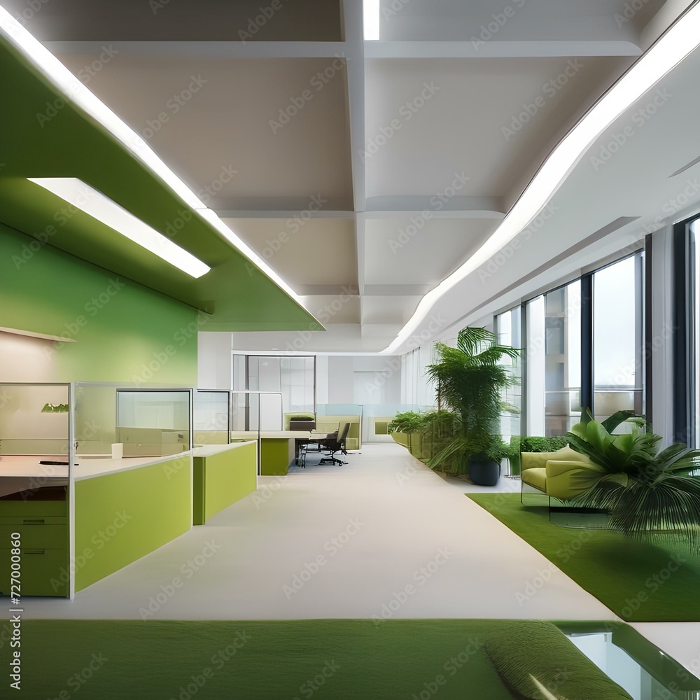 Fototapeta premium Green office spaces: Workplaces designed with energy-efficient and eco-friendly features4