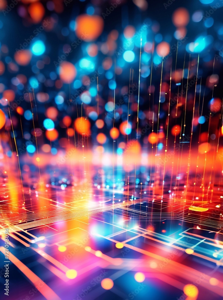 Fototapeta premium Abstract cyberpunk science technology internet industry background generative ai art