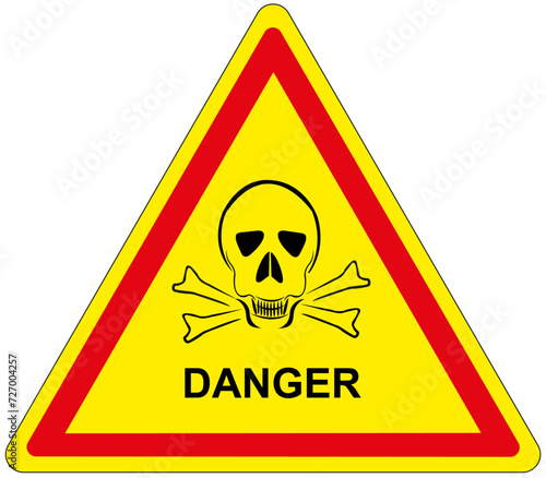 Panneau triangulaire sur fond jaune et bordure noire: danger des substances toxiques