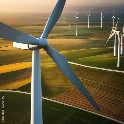 Renewable energy sources: Wind turbines generating power in a vast landscape1 photo