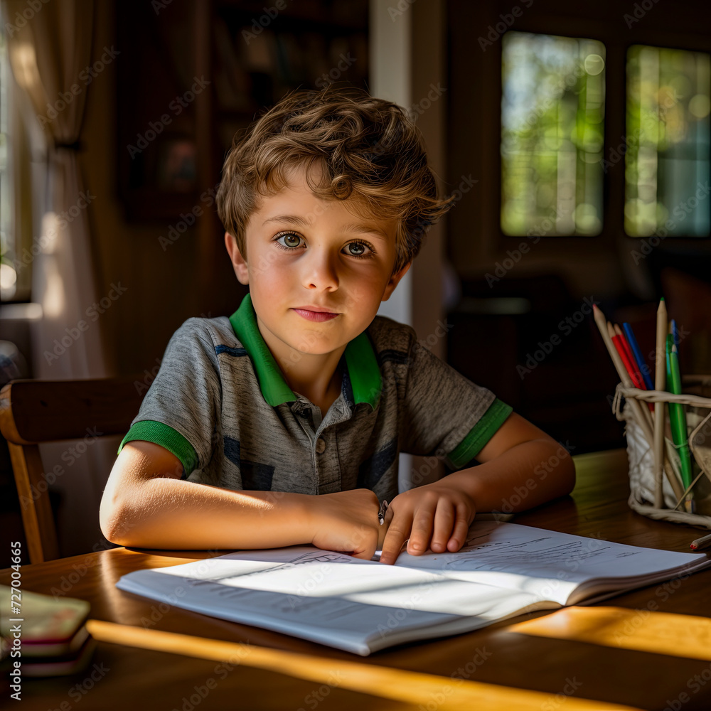 lifestyle photo young child doing homework. lifestyle photo young child doing homework.