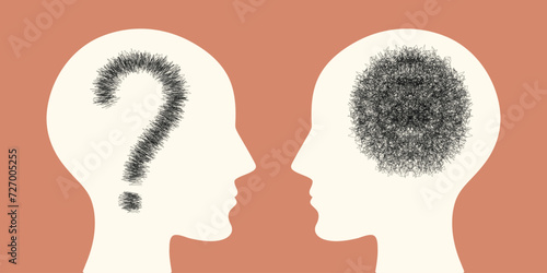 Mental Health Disorder Concept. Weak, Stressed Down Person. Negative Feeling. Depressed Emotional inside a Brain and Mind.