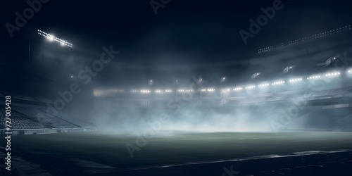 photo of a stadium at night with white smoke