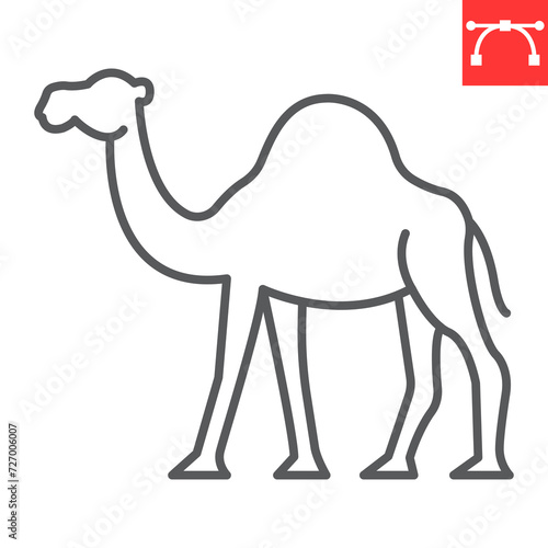 Camel line icon, zoo and animal, Arabian camel vector icon, vector graphics, editable stroke outline sign, eps 10.