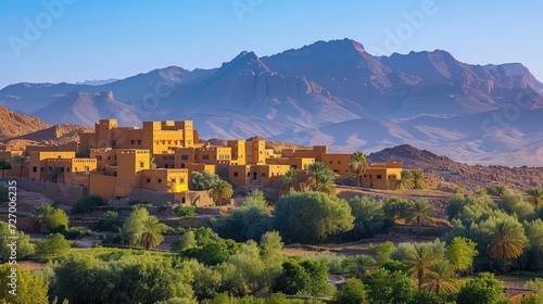 A Desert Village With Majestic Mountains in the Background