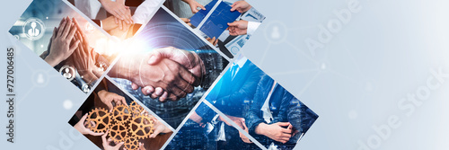 Картината върху платно Teamwork and human resources HR management technology concept in corporate busin