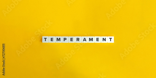 Temperament Word. Text on Block Letter Tiles on Yellow Background. Minimalist Aesthetics.