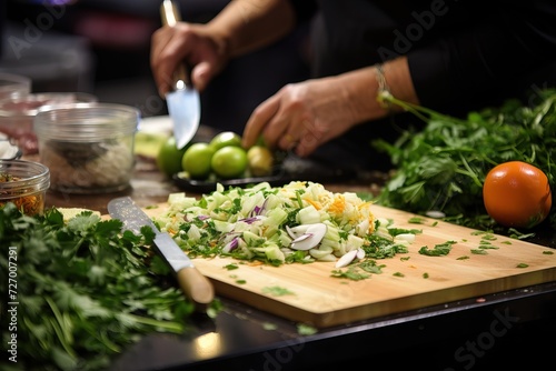 chef making salad.
