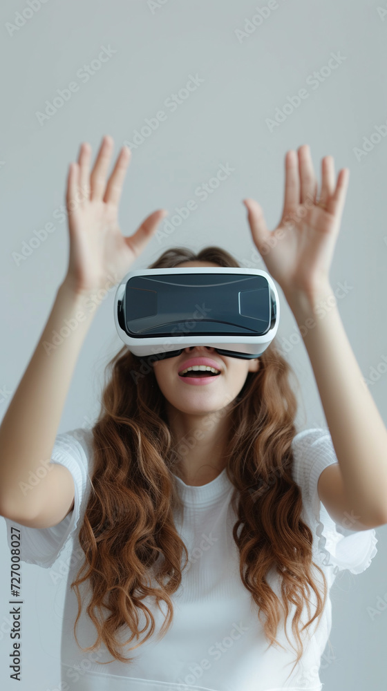 Portrait of the person in virtual reality experience. Portrait of the person in virtual reality experience.