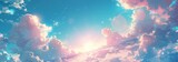 anime painting of rainy clouds and sunlight, in the style of high detailed, romantic landscape