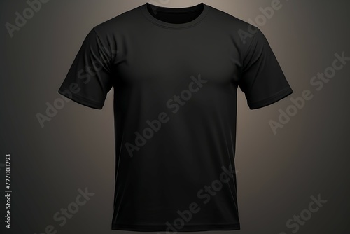 plain t-shirt mockup blank design black shirt on gray background 3D illustration
