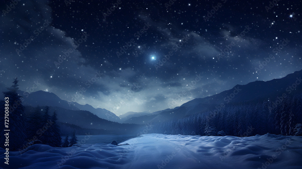 Starry winter night sky with constellations overhead,,
Sky with stars blue background for the christmas holiday illustration.  Pro Photo

