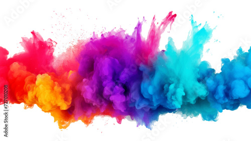 colorful vibrant rainbow Holi paint color powder explosion with bright colors isolated white background. © Towhidul