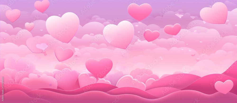 Valentine's Day Dream - Hearts Adrift in a Pink Gradient Sky - Generative AI Valentine's Day Dream - Hearts Adrift in a Pink Gradient Sky - Generative AI