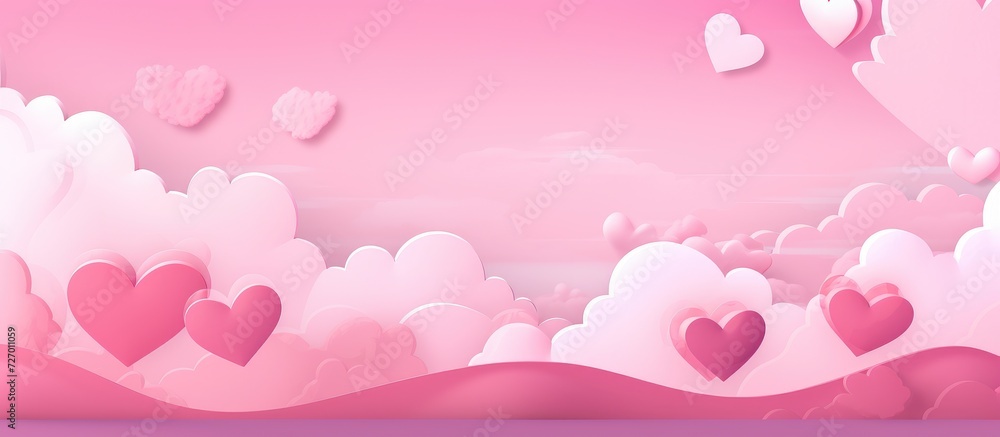 Valentine's Day Dream - Hearts Adrift in a Pink Gradient Sky - Generative AI