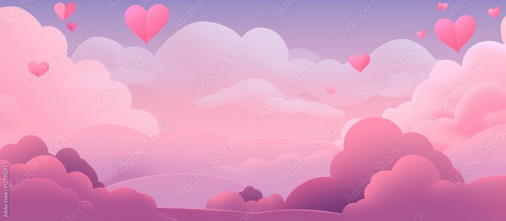 Valentine's Day Dream - Hearts Adrift in a Pink Gradient Sky - Generative AI