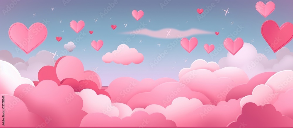 Valentine's Day Dream - Hearts Adrift in a Pink Gradient Sky - Generative AI Valentine's Day Dream - Hearts Adrift in a Pink Gradient Sky - Generative AI