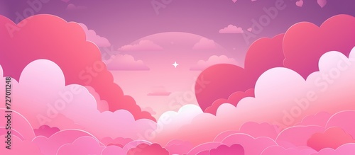 Valentine s Day Dream - Hearts Adrift in a Pink Gradient Sky - Generative AI