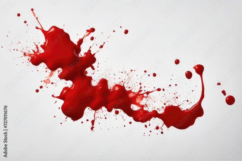 a high quality stock photograph of a single red ink stain isolated on a white background