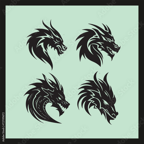dragon head silhouette set