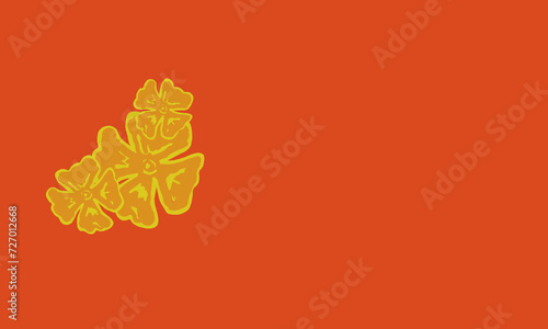 illustration of an orange background with Hawaiian yellow flowers