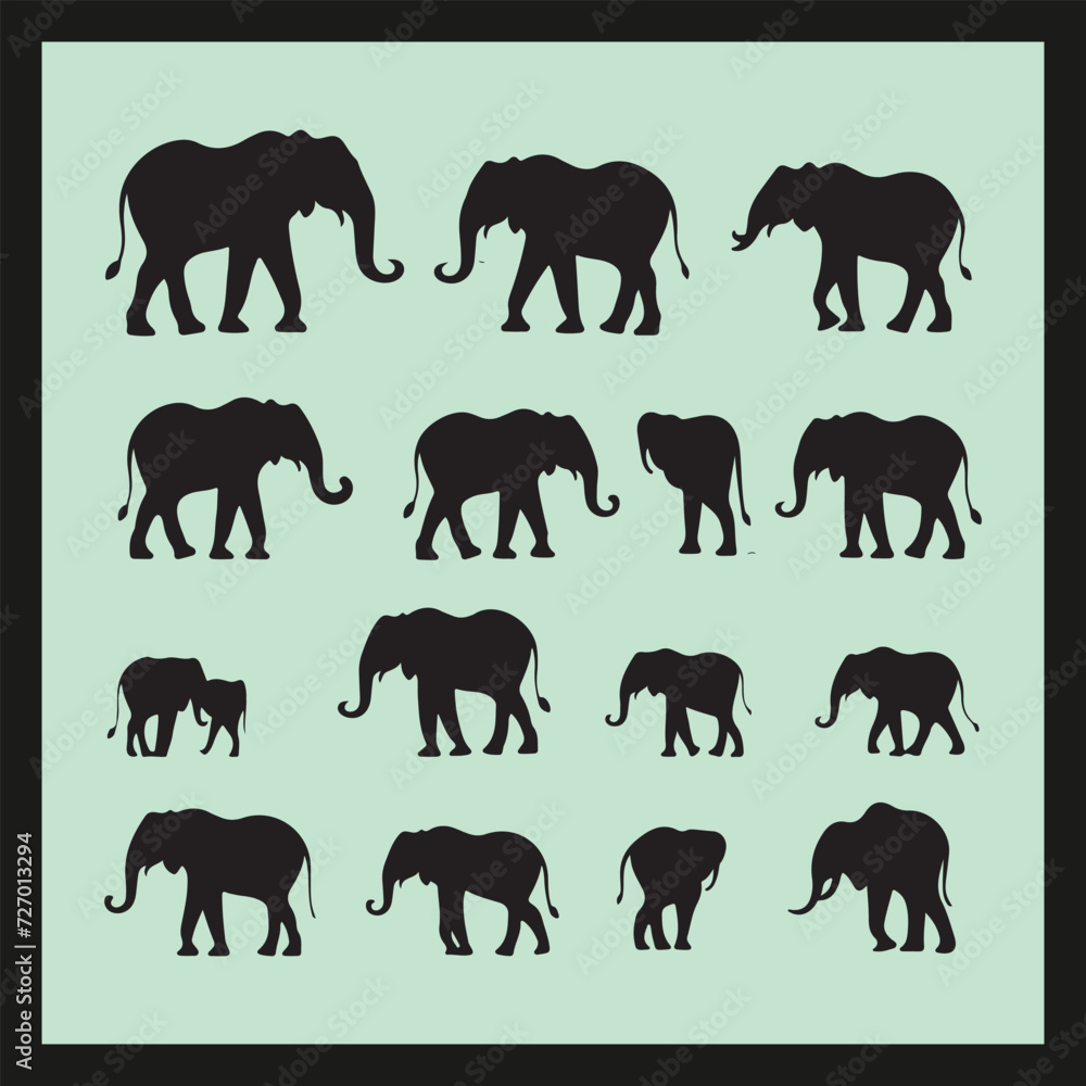 Naklejka premium Elephant silhouette set