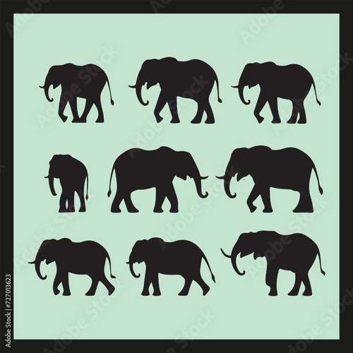 Elephant silhouette set
