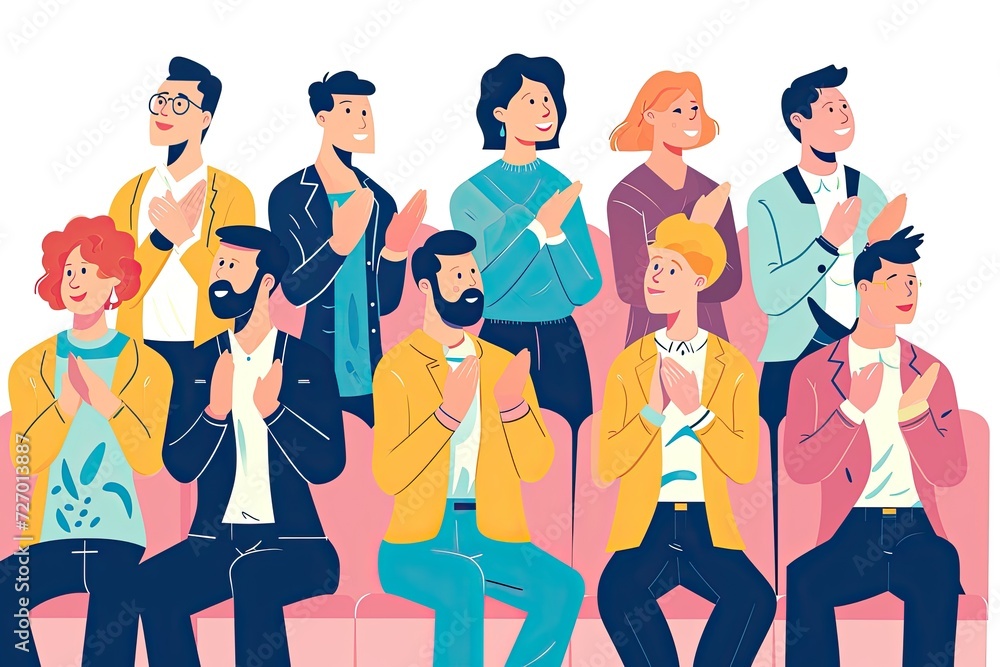 Fototapeta premium a group of people in a meeting applauding