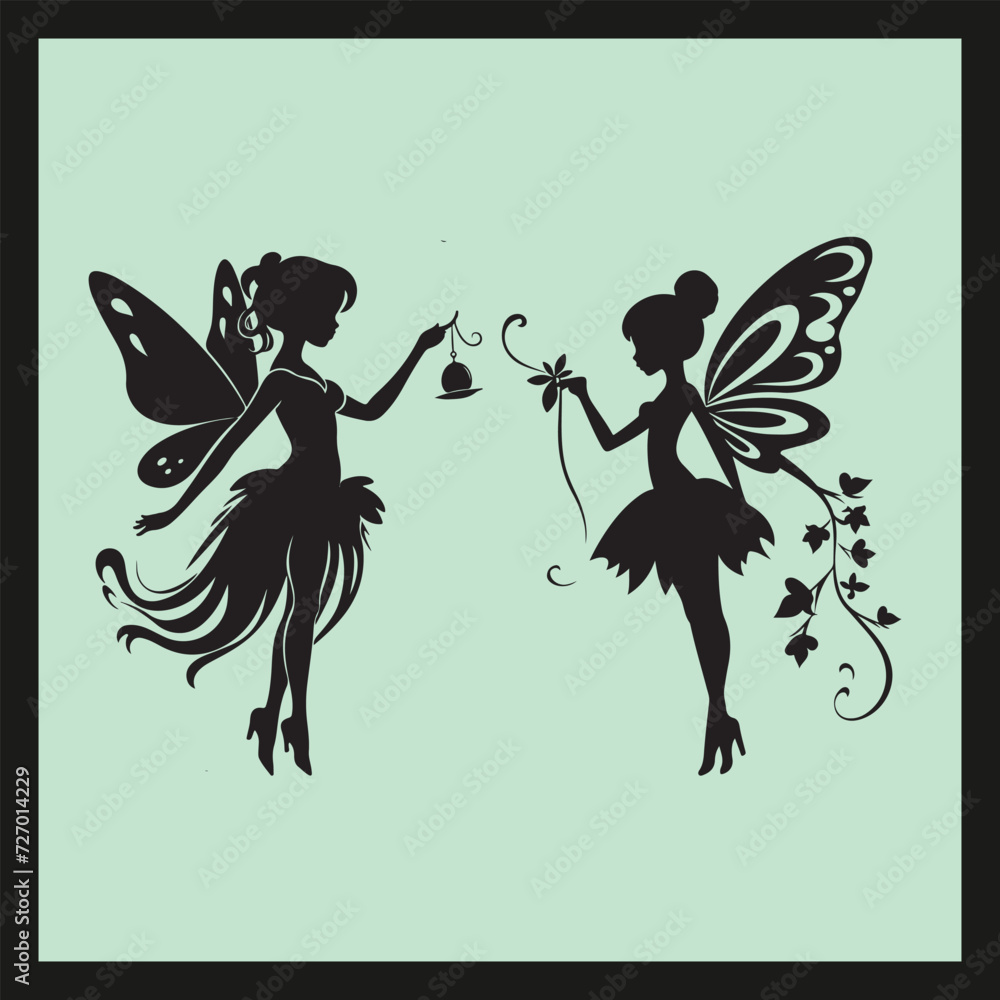 Fototapeta premium Fairy silhouette set