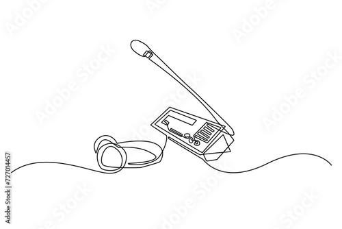 continuous line Microphone and switchboard .single line art Microphone and switchboard . press conferences, meetings, interpreters