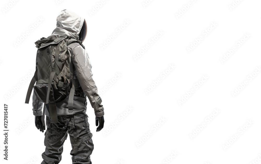 A man wear parachute jacket dk-grey Isolated on transparent background.