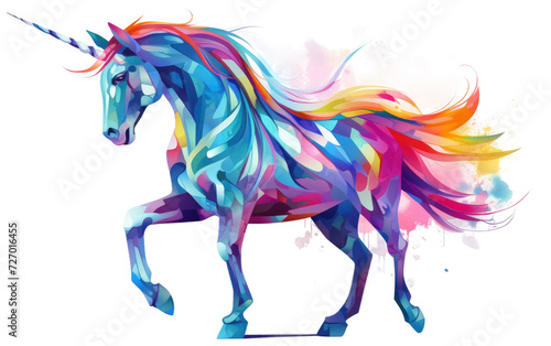 Abstract Unicorn on Hind Legs Isolated on transparent background.