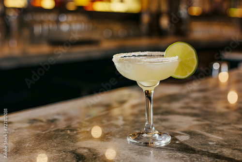 Classic Margarita Cocktail on Bar Counter