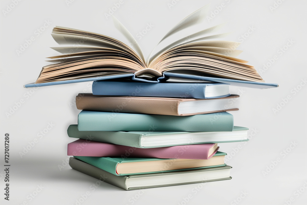 Stack of Books with Open Book on Top Stack of Books with Open Book on Top