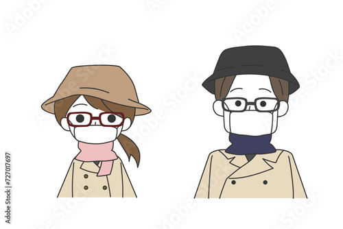 花粉症対策をする成人男女