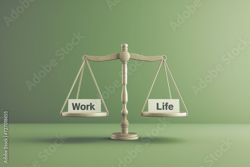 Work-Life Balance Concept with Balanced Scales