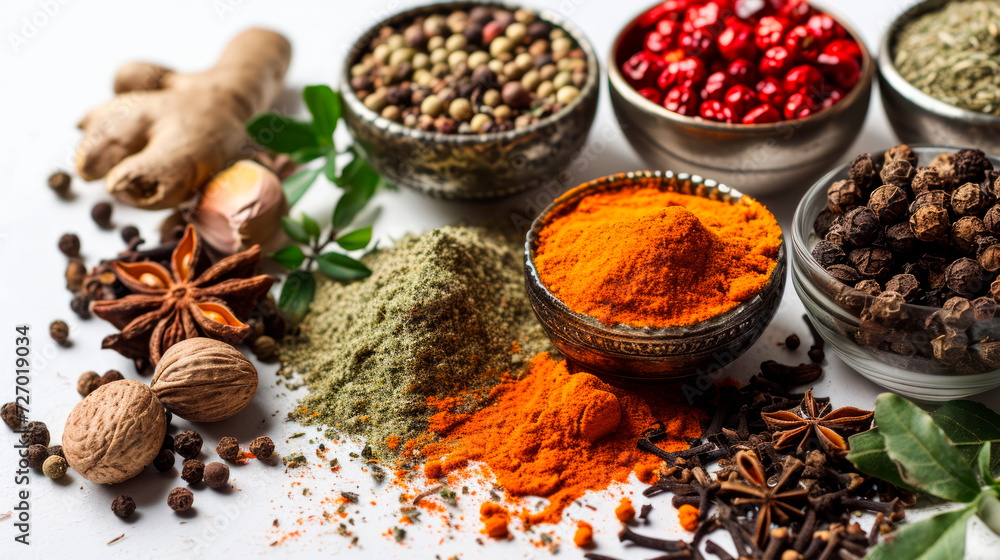 ground spices on a white background for advertising ground spices on a white background for advertising