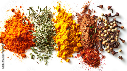 ground spices for advertising on a white background