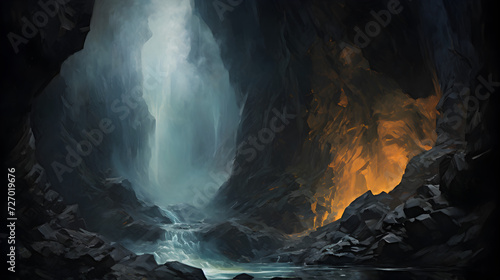 8k Waterfall Abstract Art,, Deceptive caverns high quality ultra hd 8k hdr Free Photo