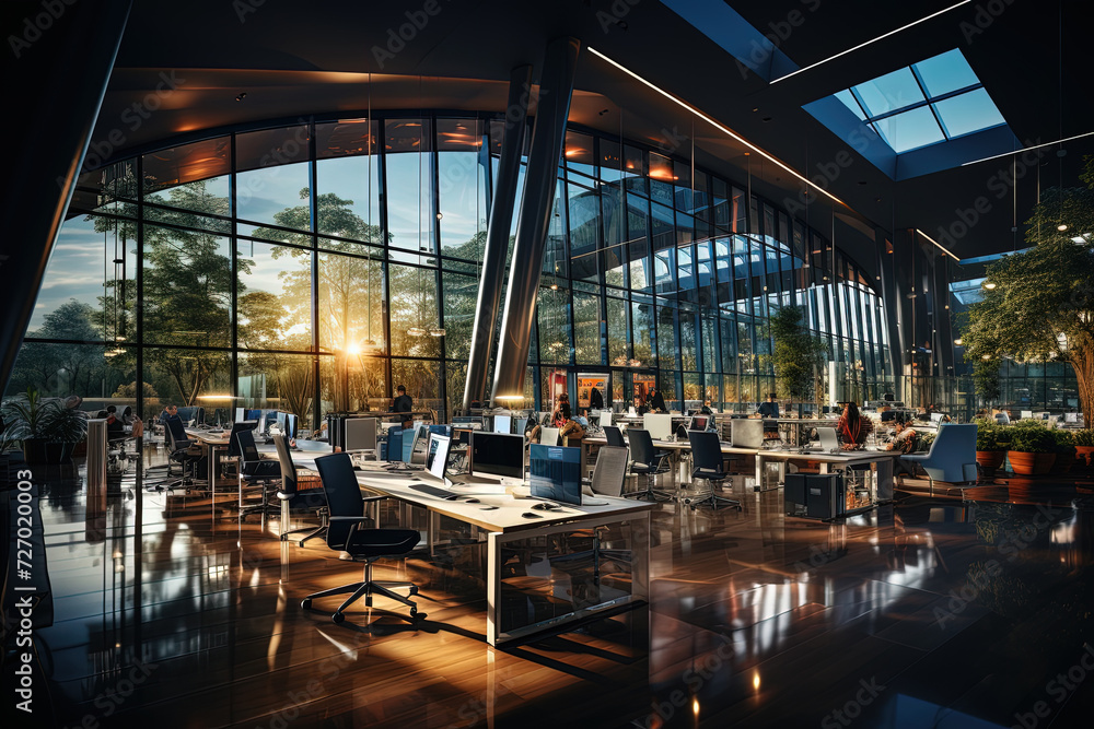 Luminous Workspaces: A Vibrant Fusion of Windows and Desks